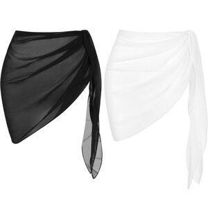 Elegant Black and White Women's Swim Cover-Up Skirt